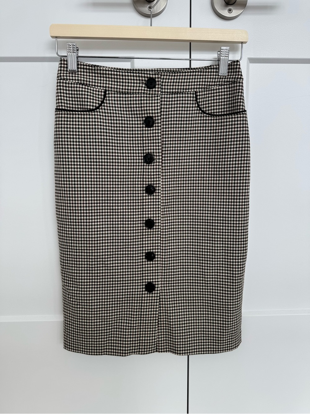 Tristan Houndstooth Button-Front Pencil Skirt
